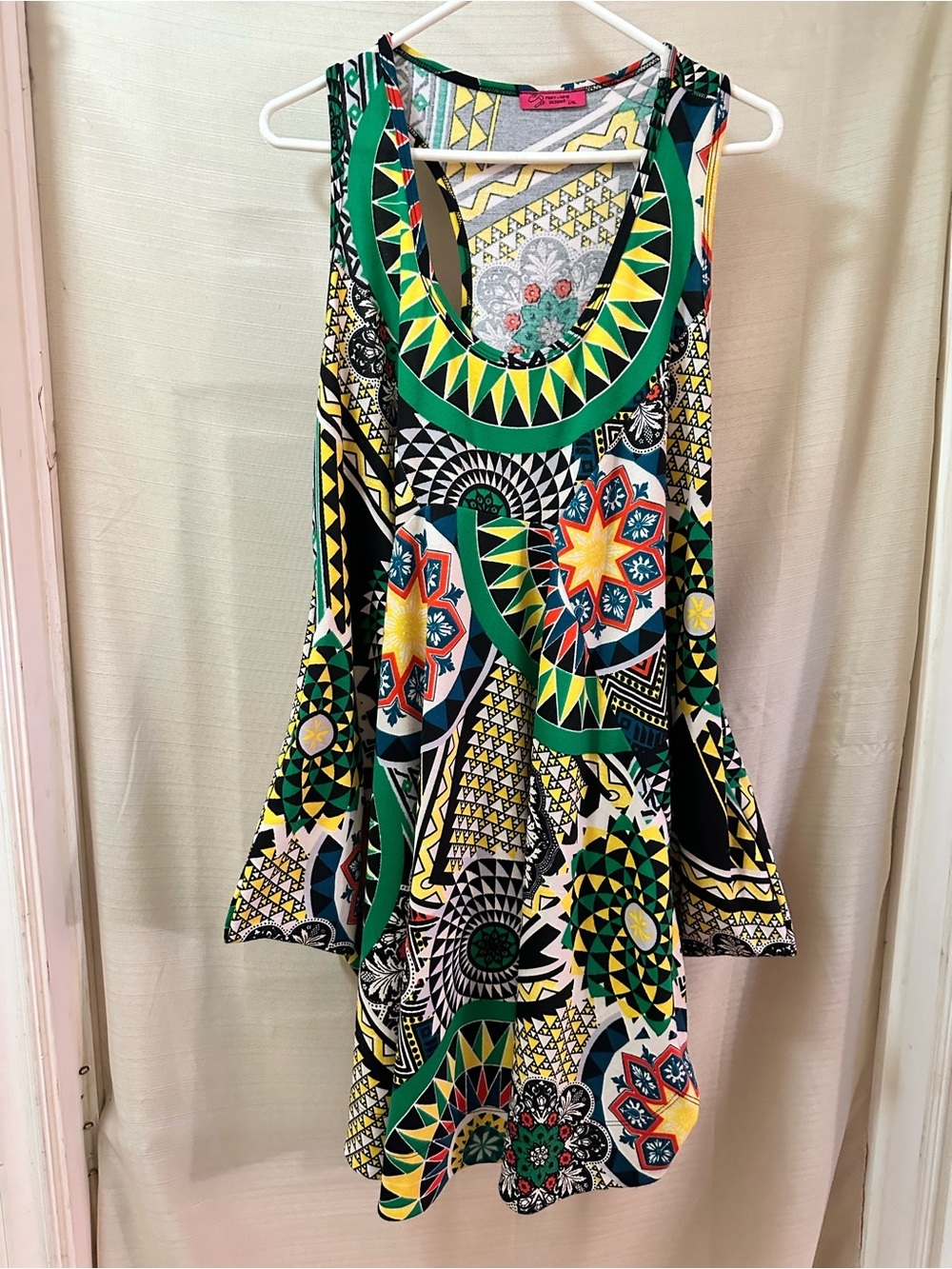 Pinky Rose Designs Geometric Boho Sharkbite Tunic Tank Top Women’s L/XL